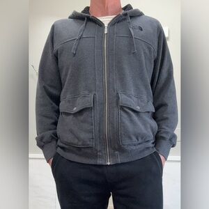 The North Face Men's Zip-Up jacket with hood. Men’s L. Charcoal gray.